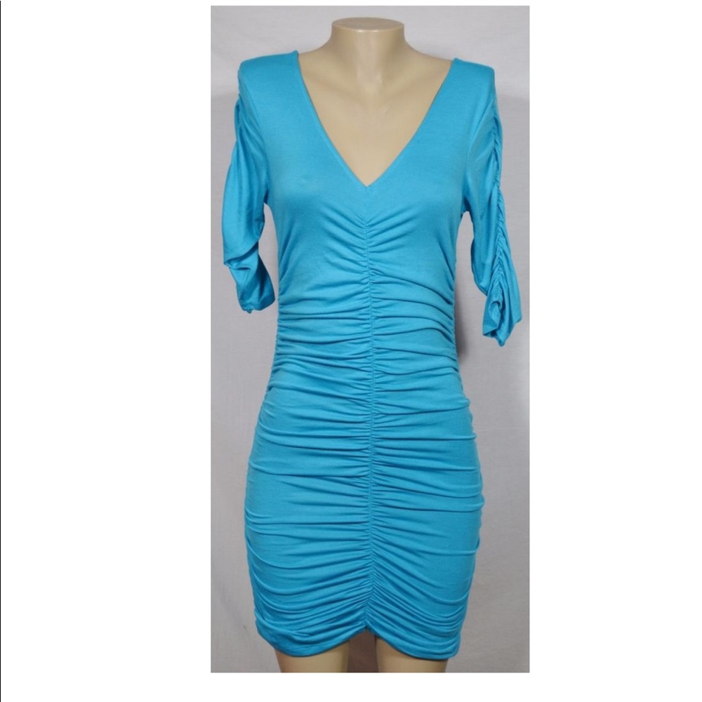 Light Blue Ruched Mini Dress